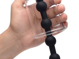 Rosebud clear cylinder with black center anal beads