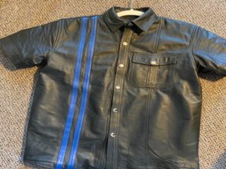 Leather shirt with two stripes